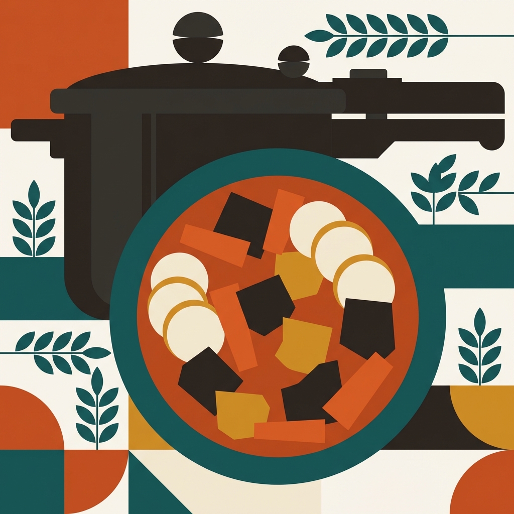Pressure cooker beef stew illustration